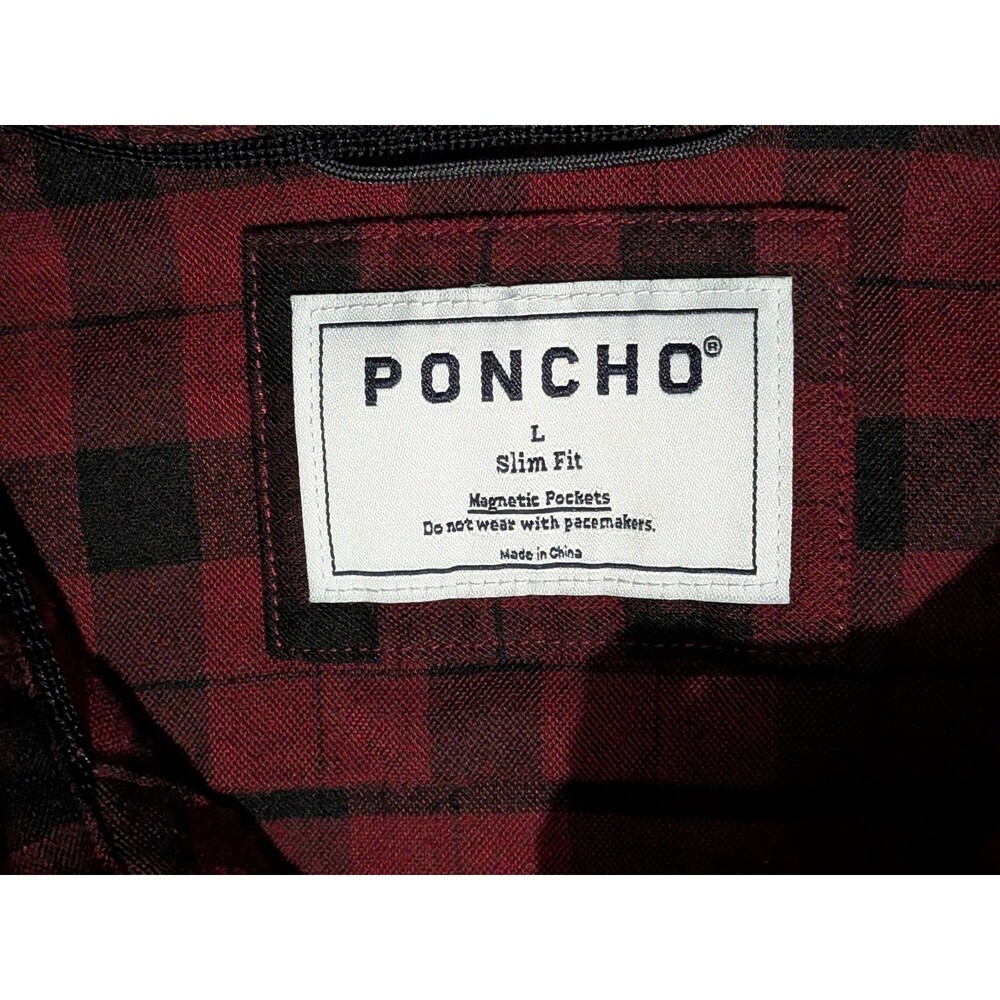 Poncho Flannel Shirt Mens Large Slim Fit Plaid - Picture 3 of 8